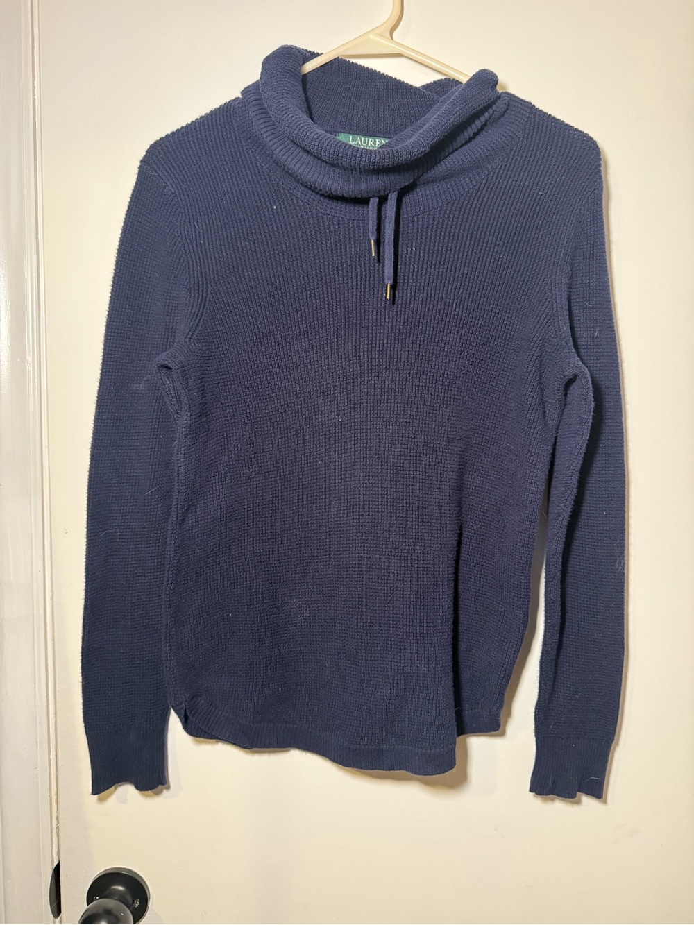 Ralph Lauren Navy Turtleneck Drawstring Sweater